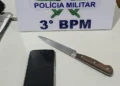 Homem foi preso menos de uma hora após o ocorrido. A arma utilizada também foi apreendida. - Foto: Divulgação 3º BPM