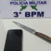Homem foi preso menos de uma hora após o ocorrido. A arma utilizada também foi apreendida. - Foto: Divulgação 3º BPM
