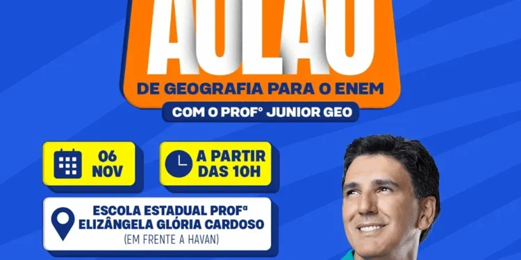 Professor Júnior Geo promove Super Aulão de Geografia para estudantes que farão o Enem