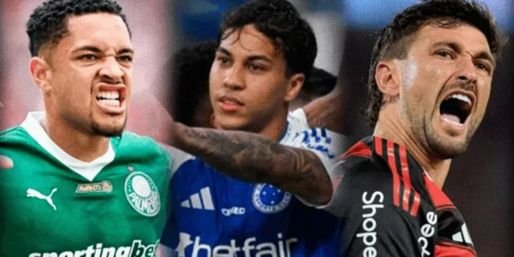 Foto Vitor Roque: Richard Callis/Sports Press Photo/Getty Images; Foto Kaio Jorge: Pedro Vilela/Getty Images; Foto Arrascaeta: Dhavid Normando/Getty Images