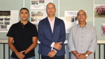 Secretário de Cidadania e Justiça, Hélio Marques, recebe novo superintendente da SASPDCA e gerente do sistema socioeducativo. Foto: Livya Maria/Governo do Tocantins