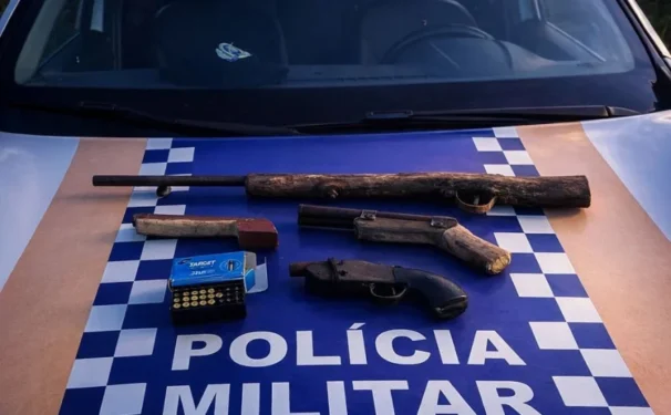 Operação resultou na prisão de dois homens e na apreensão do simulacro utilizado no crime ocorrido no dia anterior - Foto: Ascom PMTO