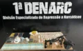 Entorpecentes, armas de fogo e drogas apreendidas com os suspeitos pela 1ª Denarc. Foto: PCTO
