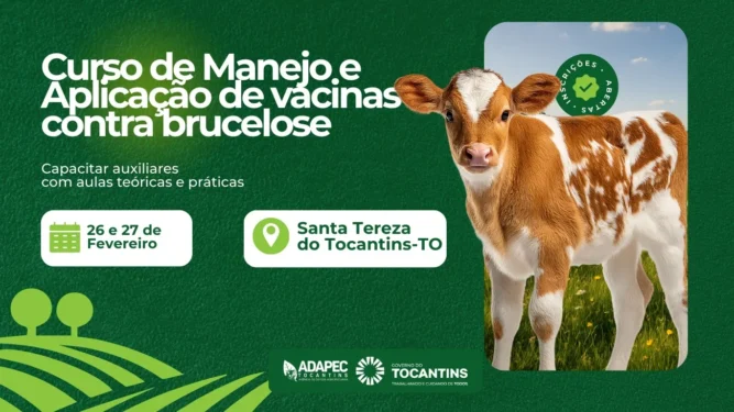 As inscrições podem ser feitas nas Unidades Locais da Agência dos municípios de Ananás e Santa Tereza até quarta-feira, 25.