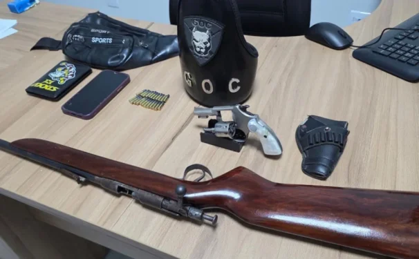 Armas de fogo apreendidas em Jaurina do Tocantins.