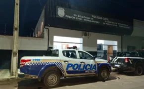 Após a prisão, suspeito foi apresentado na Polícia Civil, em Pedro Afonso - Foto: Ascom 3º BPM