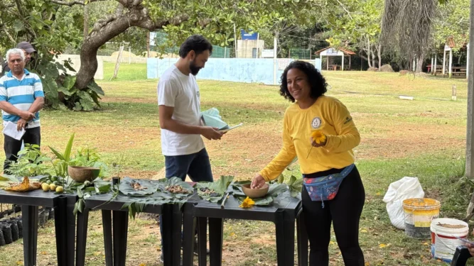 A programação contou com a oficina ministrada pelas servidoras do Parque Estadual do Lajeado (PEL) - Foto: Divulgação/Prefeitura de Miracema