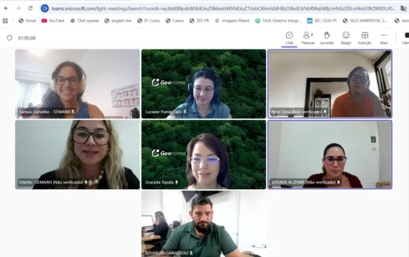 Reunião online que contou com a equipe da diretoria da Semarh de Palmas e de Piaui serviu para troca de experiência.Divulgação Semarh/Governo do Tocantins
