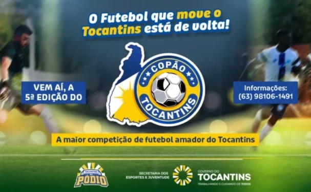 Governo do Tocantins lança, nesta terça-feira, 17, às 9h30, no Palácio Araguaia, em Palmas, a 5ª edição do Copão Tocantins, considerada a maior competição de futebol amador do Brasil - Foto: Seju/Governo do Tocantins