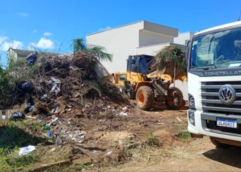 Entulho descartado de forma irregular foi retirado de área no Bertaville. Crédito da foto: Zeladoria Urbana/Divulgação