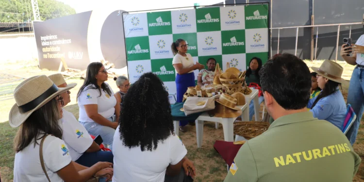 Equipe do Naturatins orientou artesãs sobre a lei que institui Política Estadual de Uso Sustentável do Capim-Dourado e do Buriti - Foto: Vinicius Venâncio/Governo do Tocantins