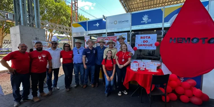Ações educativas e interativas da Hemorrede aproximaram o público da importância da doação de sangue e do cadastro de medula óssea durante a Agrotins 2026. Foto: Yasmin Oliveira / Governo do Tocantins