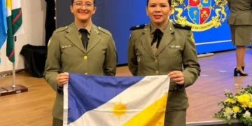 Soldado PM Lara Karine Lopes Pimenta e Tenente PM Luana Barros Lopes representaram o Tocantins durante o curso - Foto: Ascom PMTO