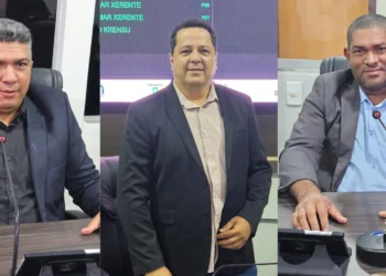 Vereadores Vagner Pereira, o presidente Edney Reis e Pedim Xupé. Foto: Portal LJ