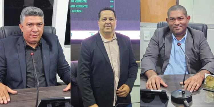 Vereadores Vagner Pereira, o presidente Edney Reis e Pedim Xupé. Foto: Portal LJ