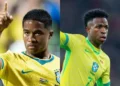 Os atacantes Endrick e Vinícius Júnior, da Seleção Brasileira