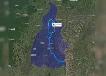 Homem percorreu quase todo o estado do Tocantins de sul a norte após o crime — Foto: Reprodução/Google Maps