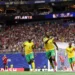 ATLANTA, GEORGIA - JUNE 18: Teboho Mokoena #4 of South Africa celebrates after scoring a penalty for his team's first goal during the FIFA World Cup 2026 Group A match between Czechia and South Africa at Atlanta Stadium on June 18, 2026 in Atlanta, Georgia. (Photo by Michael Regan - FIFA/FIFA via Getty Images)