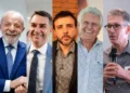 Lula, Flávio Bolsonaro, Renan Santos, Caiado e Zema — Foto: Divulgação e reprodução