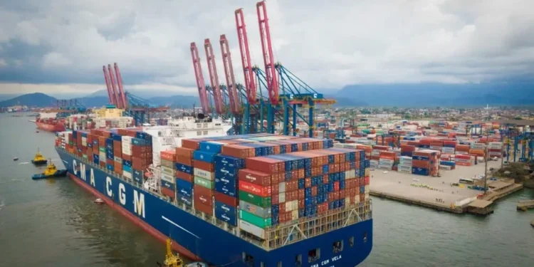 Cargas de exportação são destaque na movimentação e registram novo recorde histórico mensal do Porto de Santos — Foto: Santos Port Authority