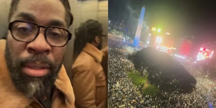 Lázaro Ramos acompanhou a festa da torcida argentina diretamente de Buenos Aires