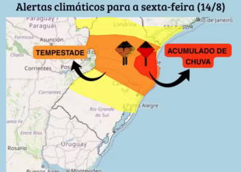 Alertas climáticos para a sexta-feira (14/8) — Foto: Inmet