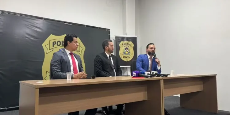 Em coletiva de imprensa, Polícia Civil detalhou dinâmica do homicídio do menino Gustavo Veloso, de 3 anos — Foto: Stefani Cavalcante/g1 Tocantins